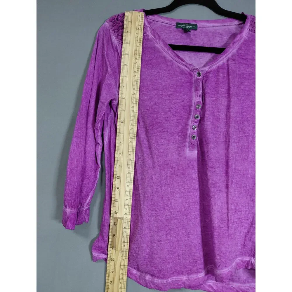 Lauren Ralph Lauren Purple Henley Lightweight Top Women Size M